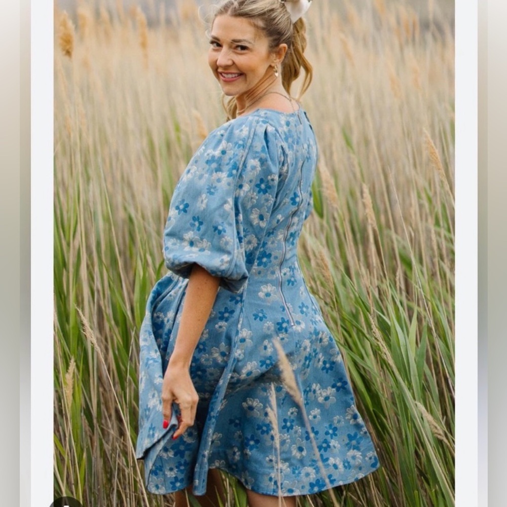 Ivy city co. Leah dress floral denim - Picture 7 of 7